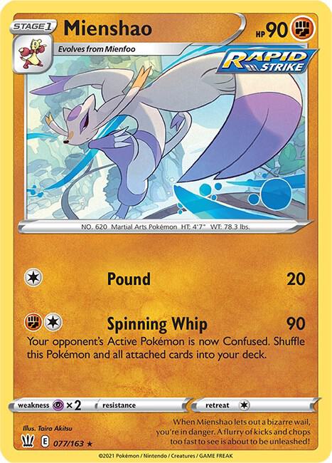 Mienshao 077/163 Rare Battle Styles Pokémon card