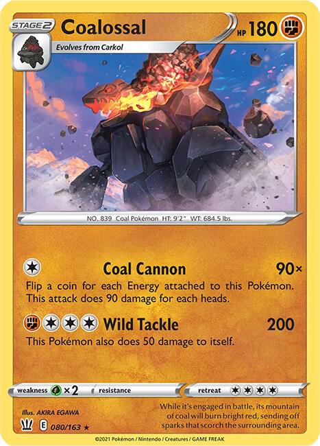 Coalossal 080/163 Holo Rare Battle Styles Pokémon card