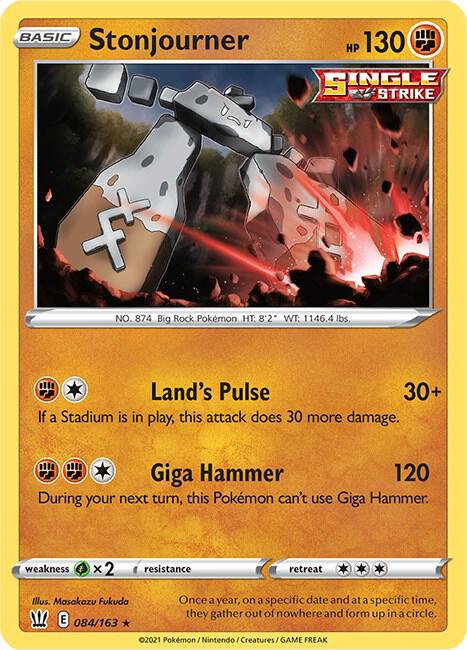 Stonjourner 084/163 Rare Battle Styles Pokémon card