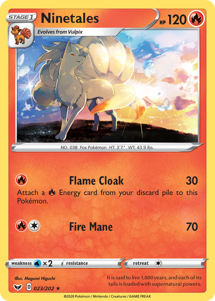 Ninetales 023/202 Rare Sword & Shield