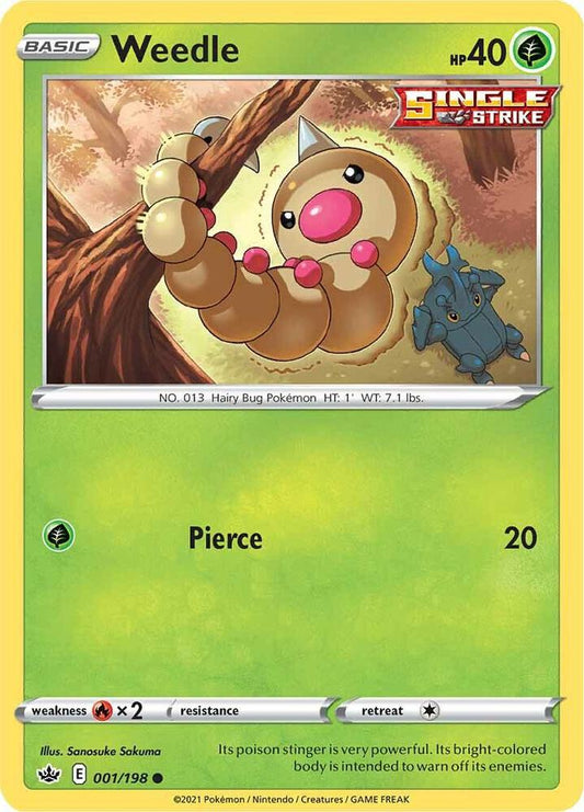 Weedle 001/198 Common Chilling Reign Pokémon card