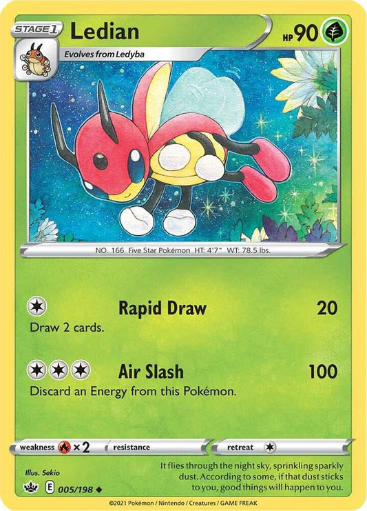Ledian 005/198 Uncommon Chilling Reign Pokémon card