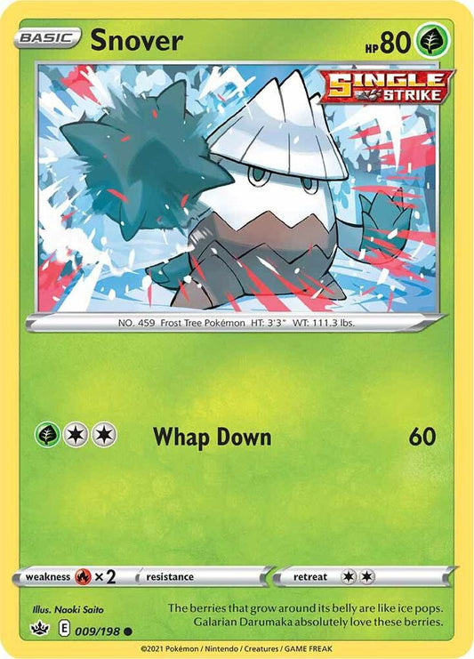 Snover 009/198 Common Chilling Reign Pokémon card