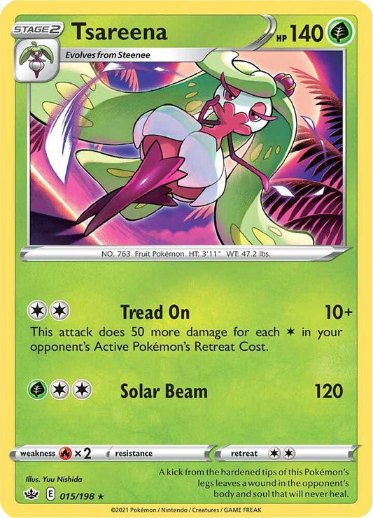 Tsareena 015/198 Rare Chilling Reign Pokémon card