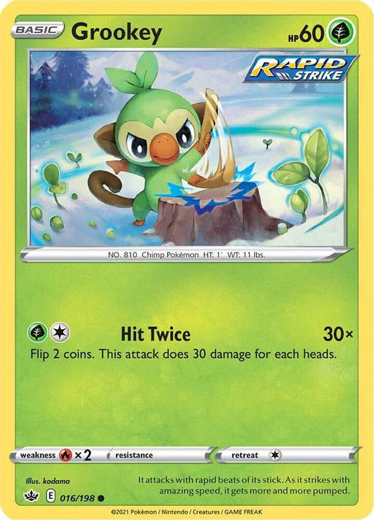 Grookey 016/198 Common Chilling Reign Pokémon card