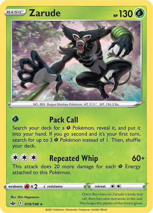 Zarude 019/198 Holo Rare Chilling Reign Pokémon card