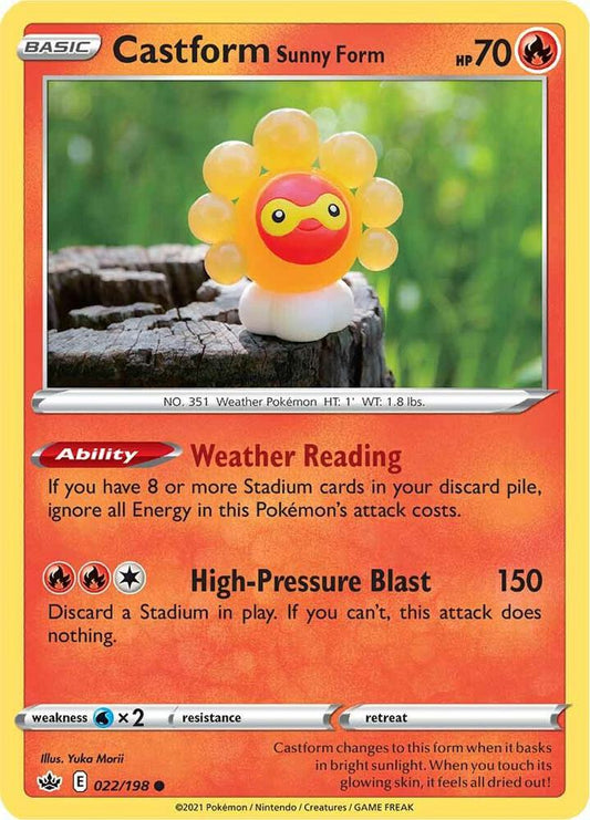 Castform Sunny Form 022/198 Common Chilling Reign Pokémon card