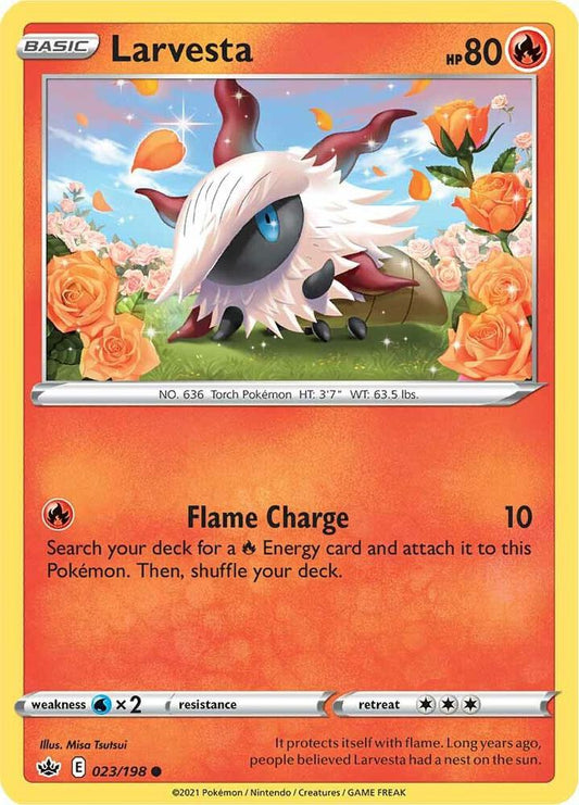 Larvesta 023/198 Common Chilling Reign Pokémon card