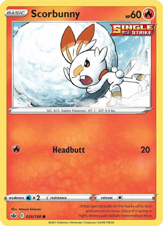 Scorbunny 026/198 Common Chilling Reign Pokémon card