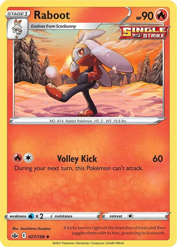 Raboot 027/198 Uncommon Chilling Reign Pokémon card