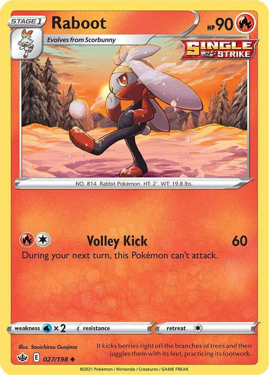 Raboot 027/198 Uncommon Chilling Reign Pokémon card