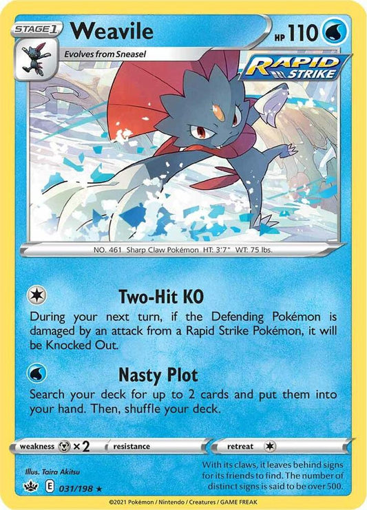 Weavile 031/198 Holo Rare Chilling Reign Pokémon card