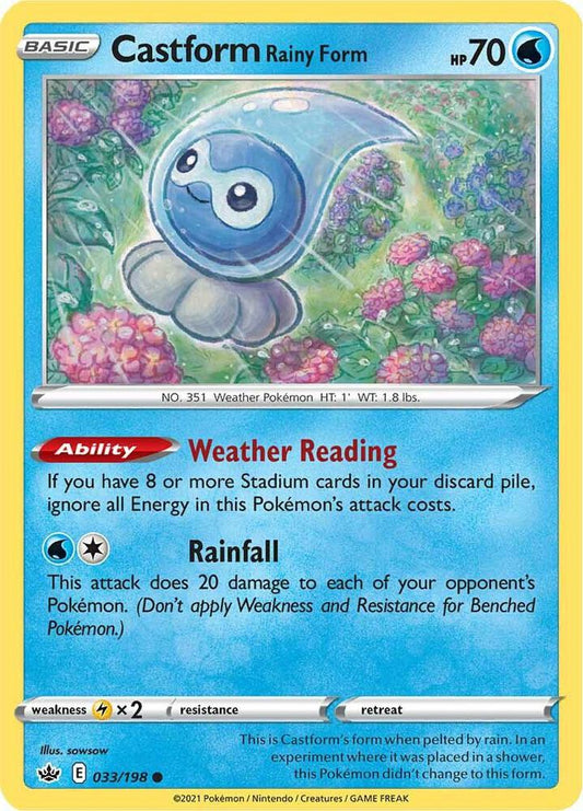 Castform Rainy Form 033/198 Common Chilling Reign Pokémon card