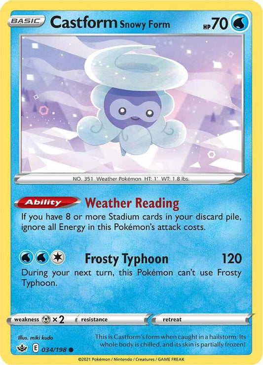 Castform Snowy Form 034/198 Common Chilling Reign Pokémon card