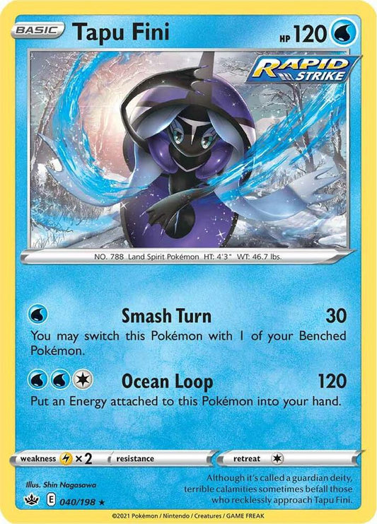 Tapu Fini 040/198 Holo Rare Chilling Reign Pokémon card