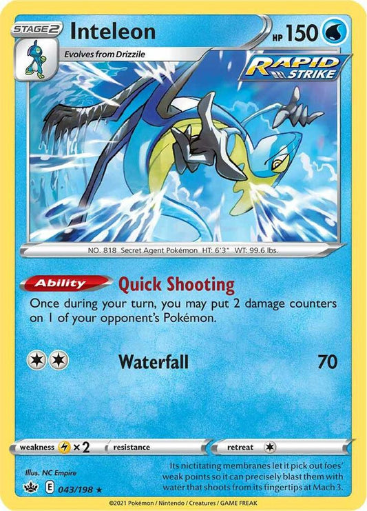 Inteleon 043/198 Holo Rare Chilling Reign Pokémon card