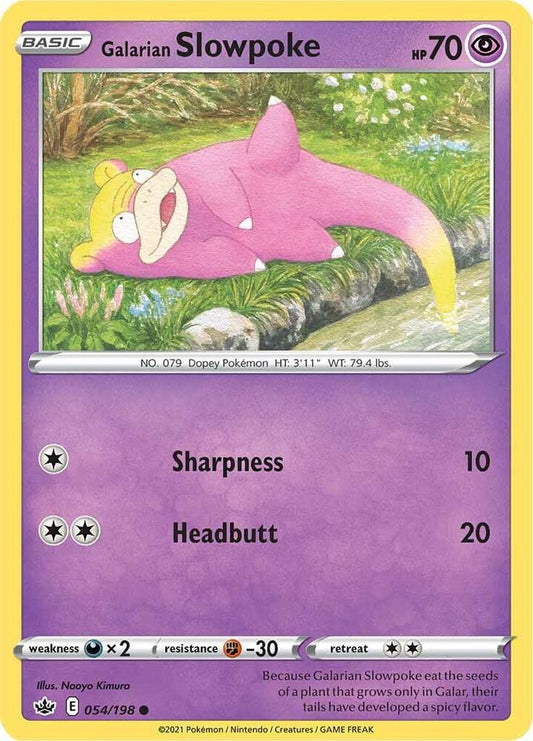 Galarian Slowpoke 054/198 Common Chilling Reign Pokémon card