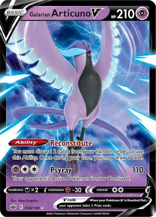 Galarian Articuno V 058/198 Ultra Rare Chilling Reign Pokémon card