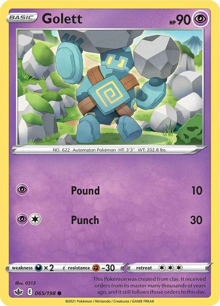 Golett 065/198 Common Chilling Reign Pokémon card