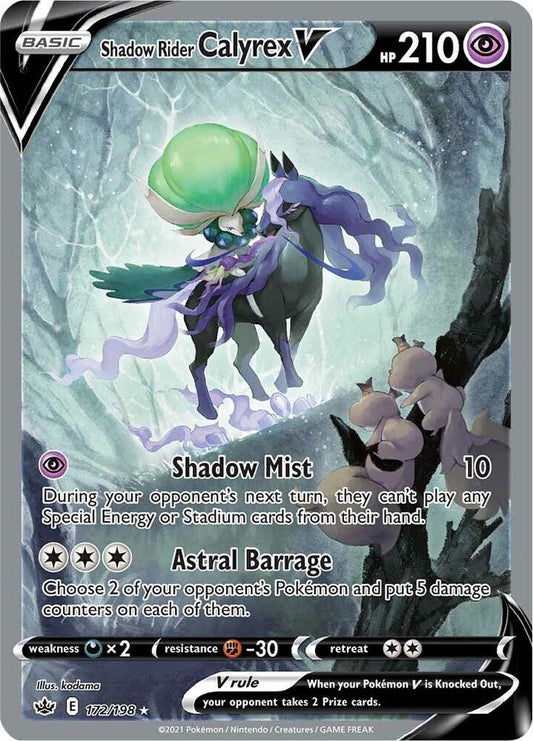 Shadow Rider Calyrex V (Alternate Full Art) 172/198 Ultra Rare Chilling Reign Pokémon card
