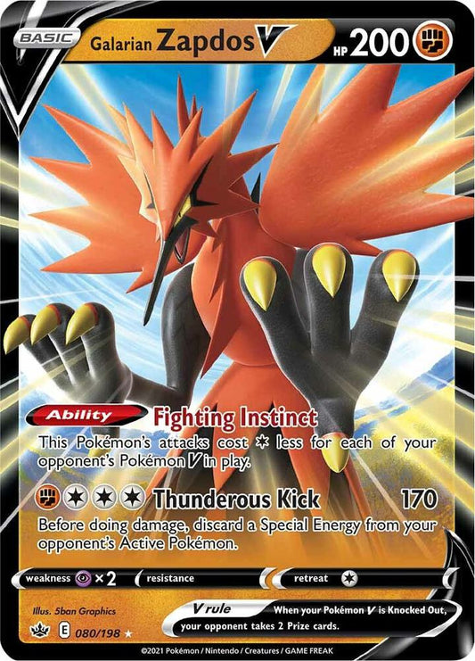 Galarian Zapdos V 080/198 Ultra Rare Chilling Reign Pokémon card