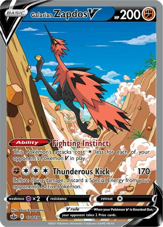 Galarian Zapdos V (Alternate Full Art) 174/198 Ultra Rare Chilling Reign Pokémon card