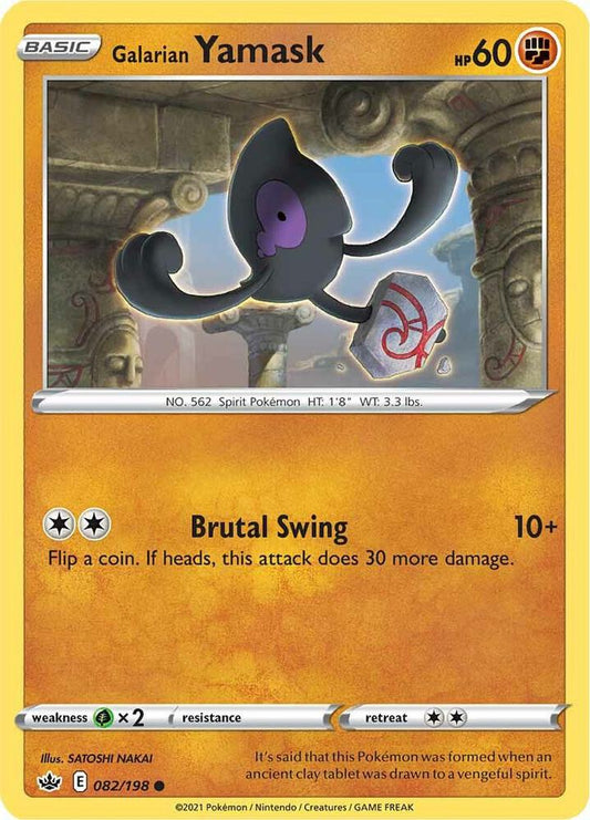 Galarian Yamask 082/198 Common Chilling Reign Pokémon card