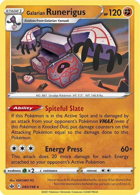 Galarian Runerigus 083/198 Holo Rare Chilling Reign Pokémon card