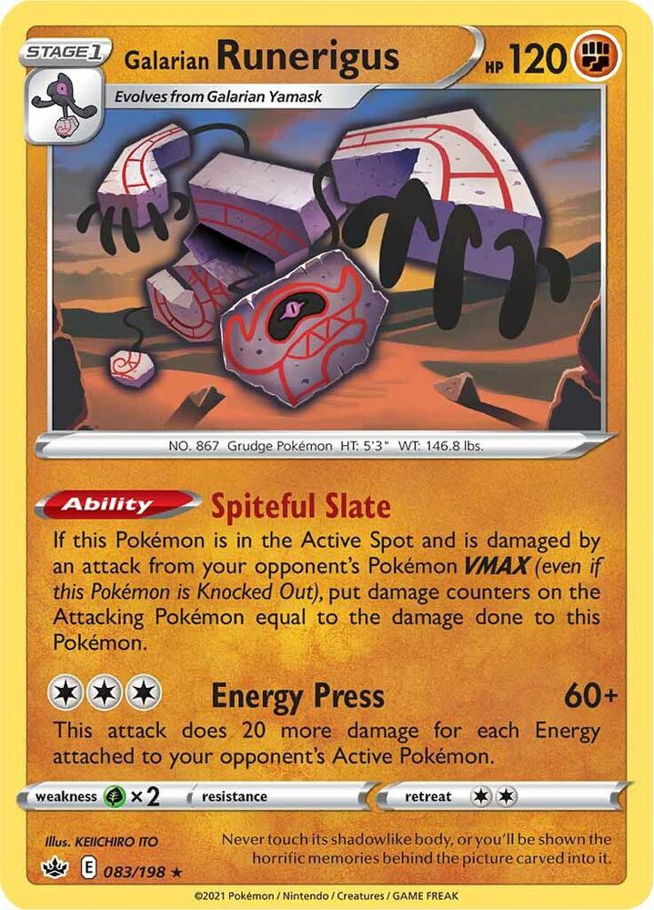 Galarian Runerigus 083/198 Holo Rare Chilling Reign Pokémon card
