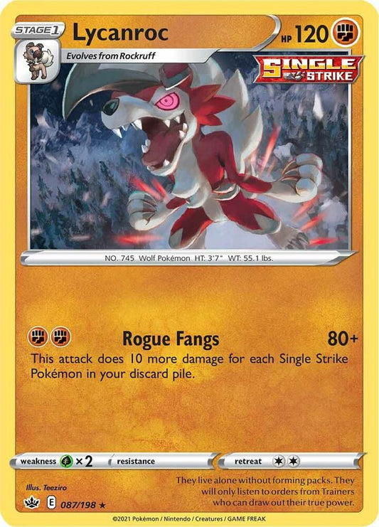 Lycanroc 087/198 Holo Rare Chilling Reign Pokémon card