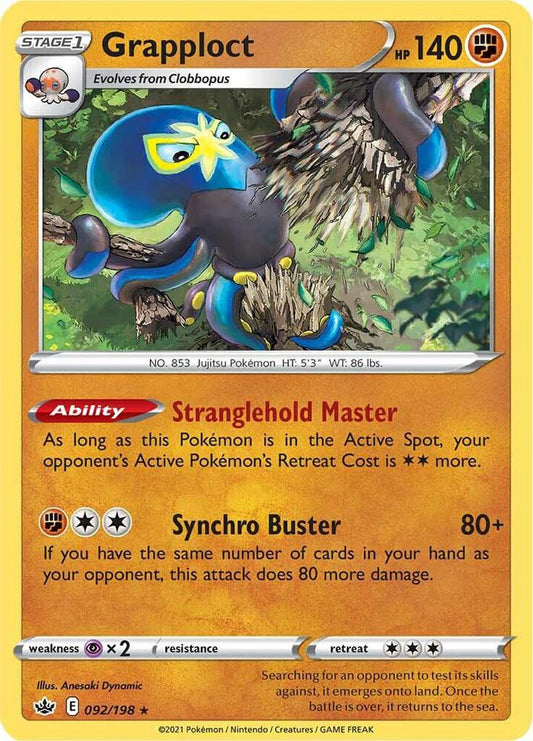 Grapploct 092/198 Holo Rare Chilling Reign Pokémon card