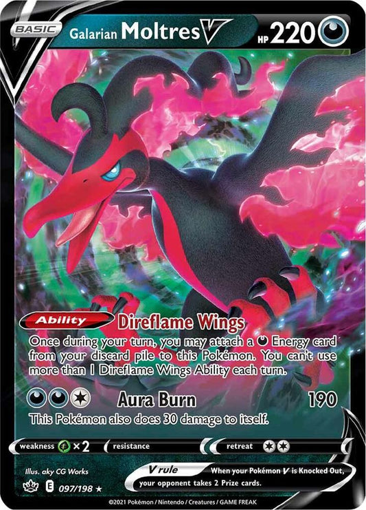 Galarian Moltres V - 097/198 Ultra Rare SWSH06: Chilling Reign