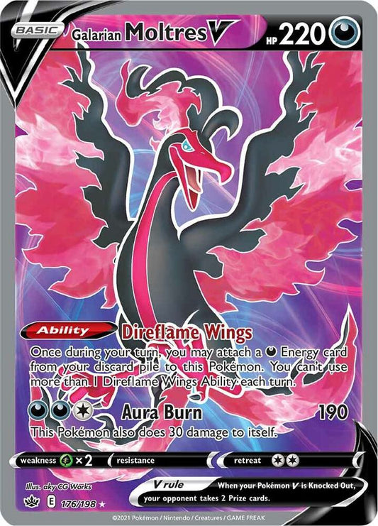 Galarian Moltres V (Full Art) - 176/198 Ultra Rare SWSH06: Chilling Reign