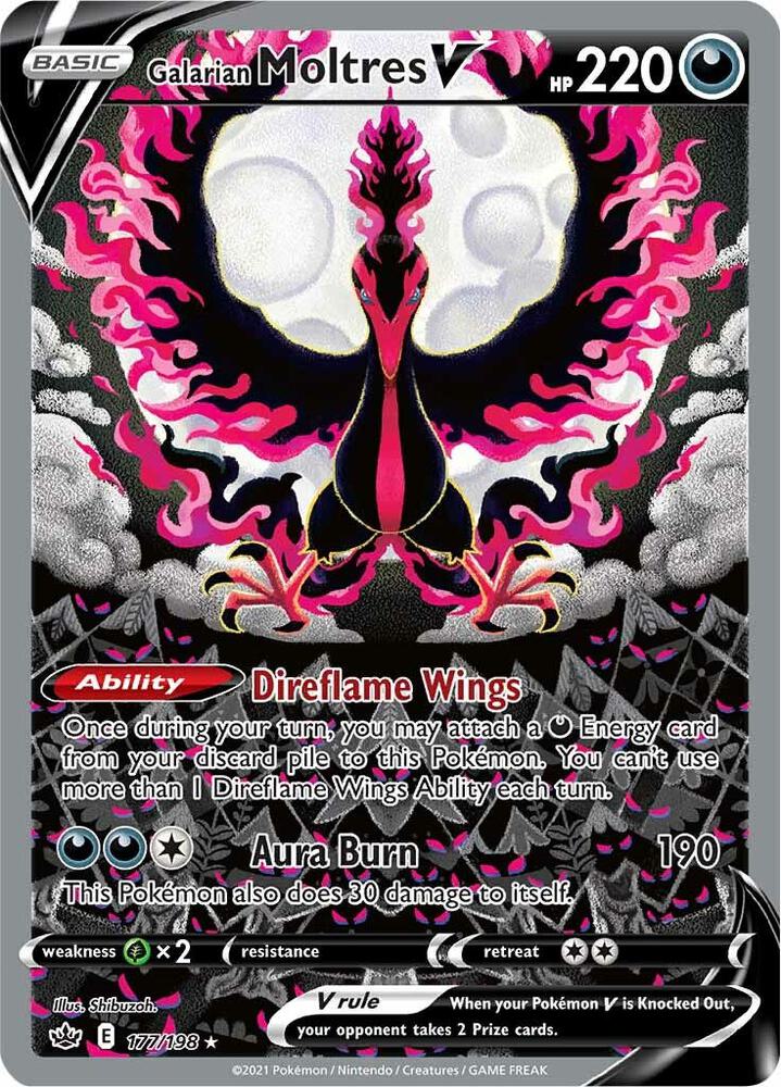 Galarian Moltres V (Alternate Full Art) 177/198 Ultra Rare Chilling Reign Pokémon card