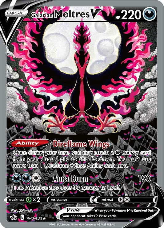 Galarian Moltres V (Alternate Full Art) 177/198 Ultra Rare Chilling Reign Pokémon card