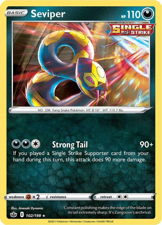 Seviper 102/198 Rare Chilling Reign Pokémon card
