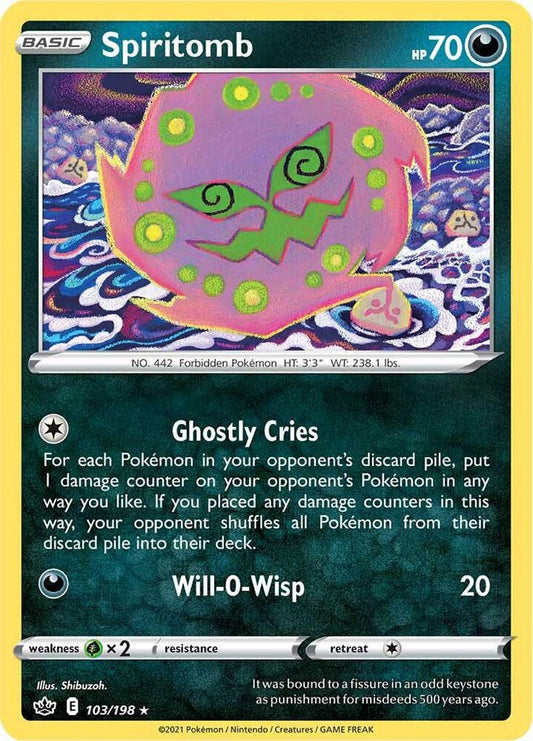 Spiritomb 103/198 Rare Chilling Reign Pokémon card