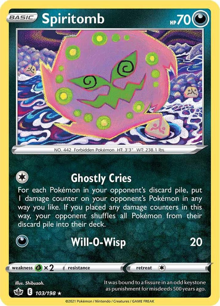 Spiritomb 103/198 Rare Chilling Reign Pokémon card