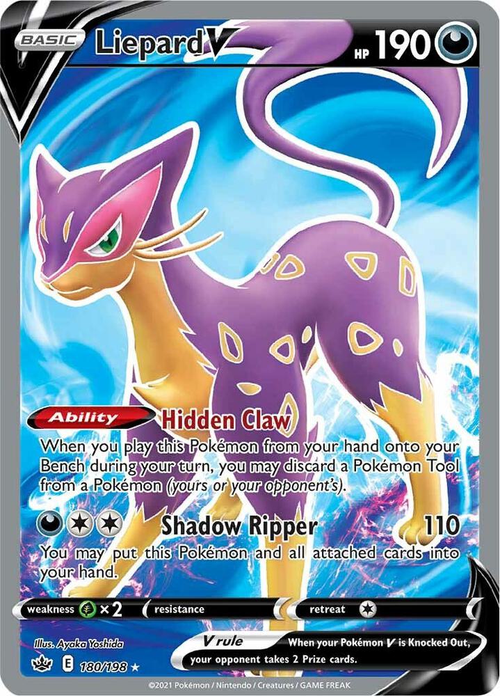 Liepard V (Full Art) - 180/198 Ultra Rare SWSH06: Chilling Reign