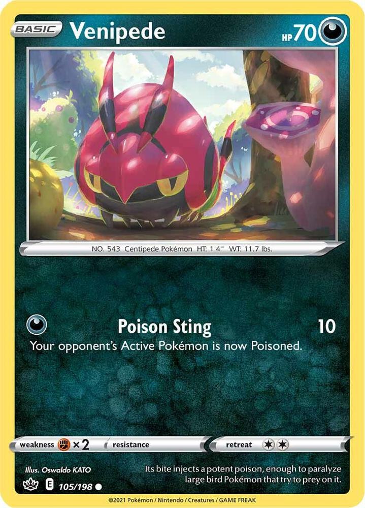 Venipede 105/198 Common Chilling Reign Pokémon card