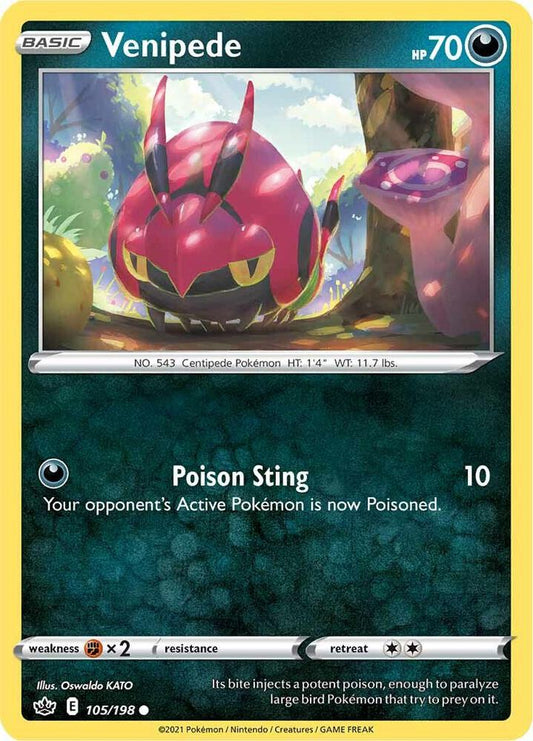 Venipede 105/198 Common Chilling Reign Pokémon card