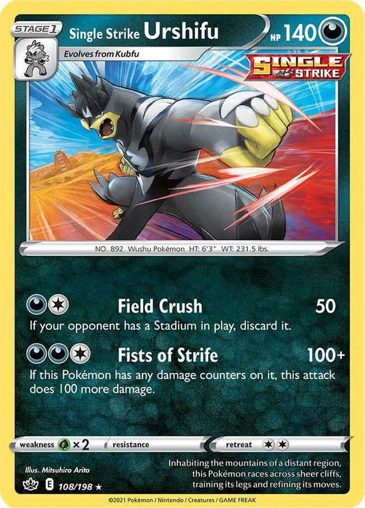 Single Strike Urshifu 108/198 Holo Rare Chilling Reign Pokémon card
