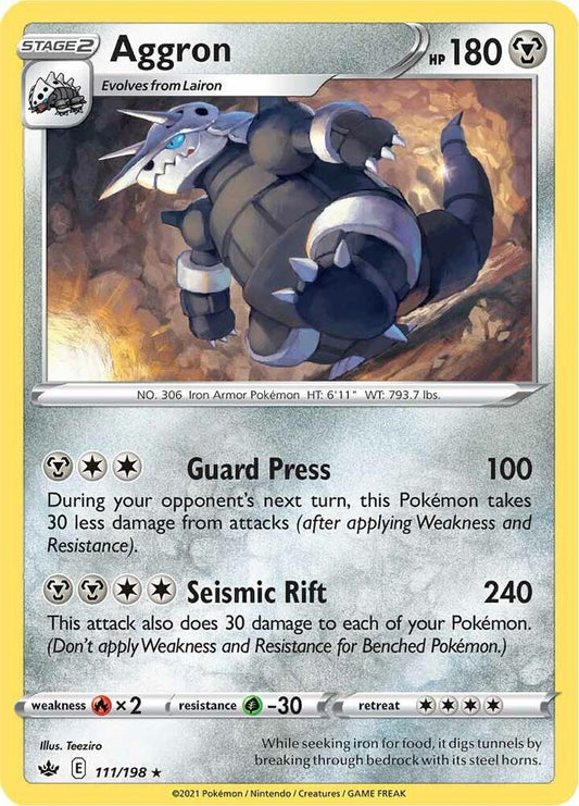 Aggron 111/198 Rare Chilling Reign Pokémon card