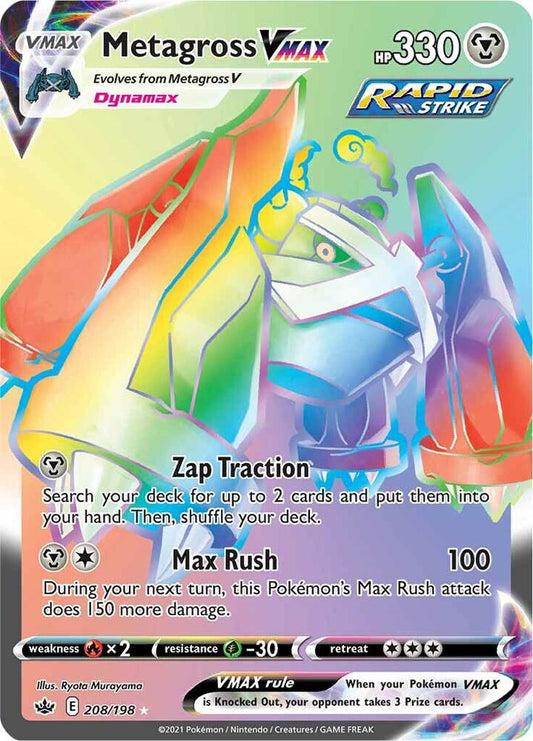 Metagross VMAX (Secret) 208/198 Secret Rare Chilling Reign Pokémon card