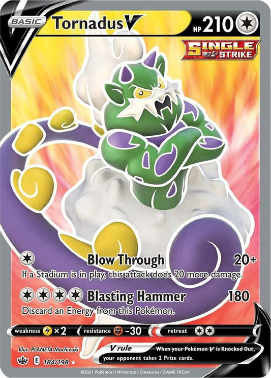Tornadus V (Full Art) 184/198 Ultra Rare Chilling Reign Pokémon card
