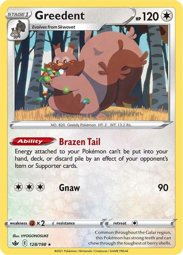 Greedent 128/198 Holo Rare Chilling Reign Pokémon card