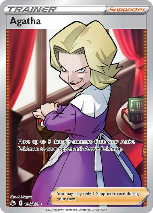 Agatha (Full Art) 186/198 Ultra Rare Chilling Reign Pokémon card