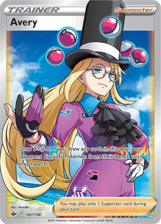 Avery (Full Art) 187/198 Ultra Rare Chilling Reign Pokémon card