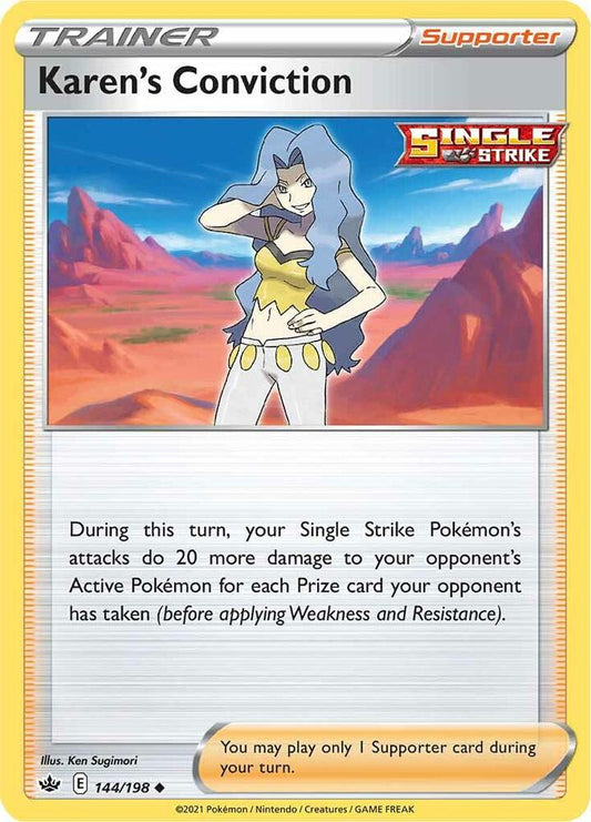 Karen's Conviction 144/198 Uncommon Chilling Reign Pokémon card