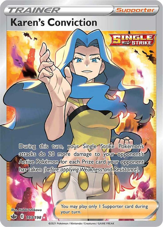 Karen's Conviction (Full Art) 193/198 Ultra Rare Chilling Reign Pokémon card